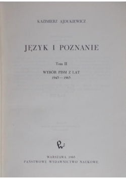 Język i poznanie Tom II