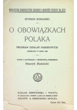 O obowiązkach Polaka 1918 r.