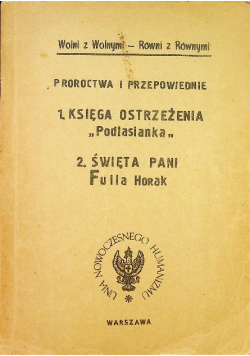 Księga ostrzeżenia Podlasianka Święta Pani Fulla Horak