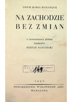 Na zachodzie bez zmian 1930 r.