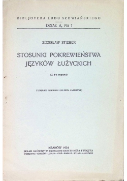 Stosunki Pokrewieństwa Języków Łużyckich 1934 r.