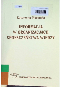 Informacja W Organizacjach Społeczeństwa Wiedzy
