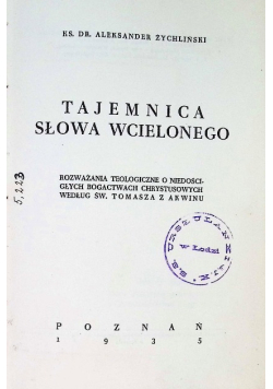Tajemnica słowa wcielonego 1935 r.