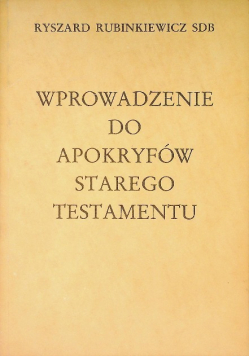 Wprowadzenie do Apokryfów Starego Testamentu