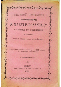 Wiadomość historyczna o cudownym obrazie 1863 r.