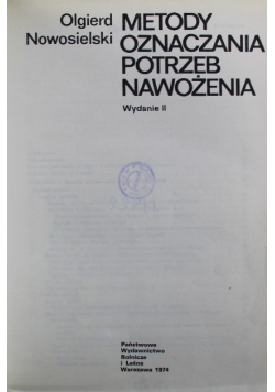 Metody oznaczania potrzeb nawożenia