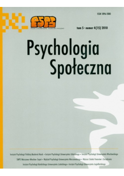 Psychologia społeczna Tom 5 Nr 1 / 10