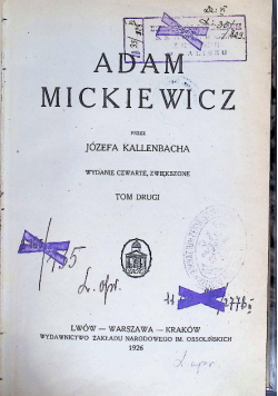 Adam Mickiewicz Tom II, 1926r.