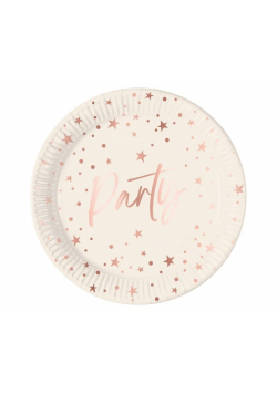 Talerzyki papierowe Rose Gold Party 23cm 8szt