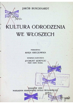 Kultura odrodzenia we Włoszech 1930 r.