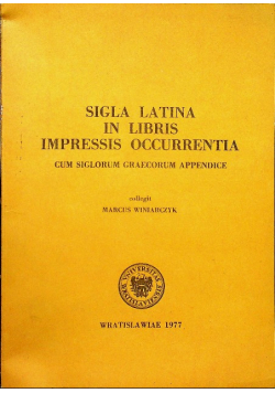 Sigla Latina in Libris Impressis Occurrentia