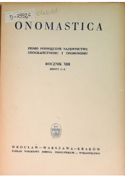 Onomastica rocznik XIII zeszyt 1 i 2