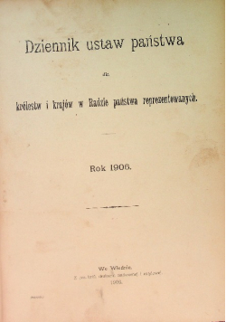 Dziennik ustaw państwa dla królestw i krajów, 1906 r.