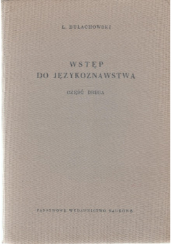 Wstęp do językoznawstwa Część II