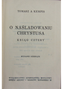 O naśladowaniu Chrystusa, 1938 r.