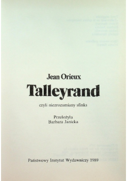 Talleyrand czyli niezrozumiany sfinks
