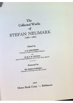The Collected Works of Stefan Neumark (1897-1967)