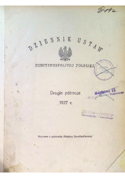Dziennik Ustaw Rzeczypospolitej Polskiej 1927 r.