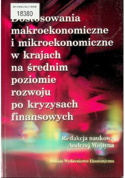 Dostosowania makroekonomiczne i makroekonomiczne w krajach na średnim poziomie rozwoju po kryzysach finasowych