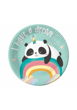 Talerzyki papierowe Rozmarzona Panda 18cm 6szt