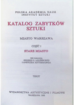 Katalog Zabytków Sztuki Warszawa Stare miasto część 1