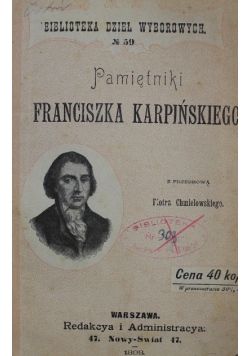 Pamiętniki Franciszka Karpińskiego 1898 r.