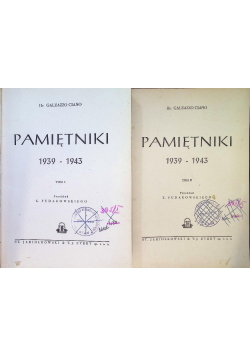 Pamiętniki 1939-1943 Tom I i II 1949 r.