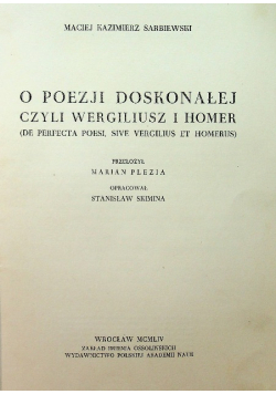 O Poezji doskonałej czyli Wergiliusz i Homer