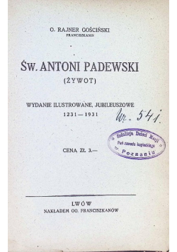 Św. Antoni Padewski żywot 1931 r.