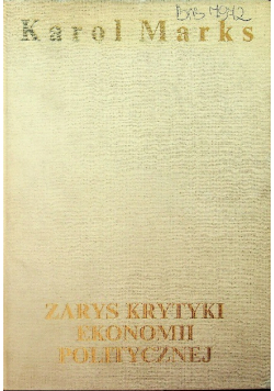 Zarys krytyki ekonomii politycznej
