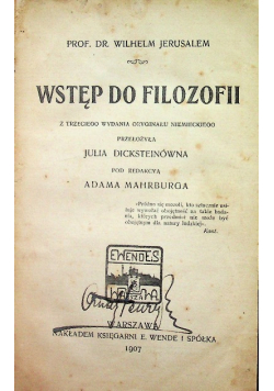 Wstęp do filozofii 1907 r.