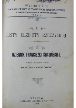 Listy Elżbiety Rzeczyckiej dziennik Franciszki Krasińskiej Tom 2 1898 r.