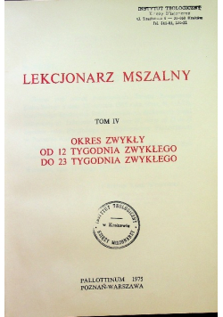 Lekcjonarz Mszalny Tom IV