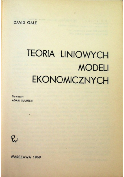 Teoria liniowych modeli ekonomicznych