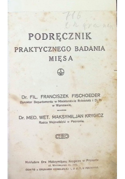 Podręcznik praktycznego badania mięsa 1924 r.