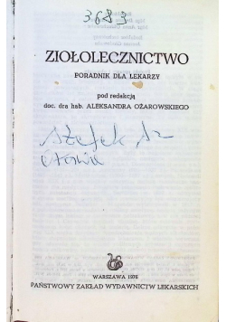 Ziołolecznictwo Poradnik dla lekarzy
