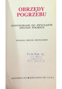 Obrzędy pogrzebu  dostosowanie do zwyczajów diecezji polskich
