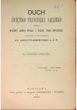 Duch świętego Franciszka Salezego  1900r.