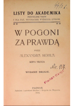 W pogoni za prawdą 1910r.