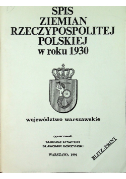 Spis Ziemian Rzeczypospolitej Polskiej w roku 1930 Województwo warszawskie