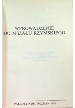Wprowadzenie do mszału Rzymskiego