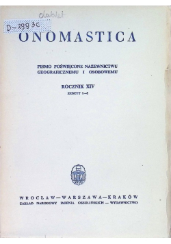 Onomastica Rocznik XIV Zeszyt 1 i 2