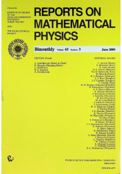 Reports On Mathematical Physics Nr 3 / 09