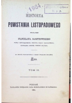 Historya powstania listopadowego Tom III, 1883 r.