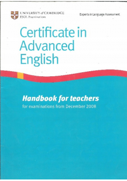 Certificate In Advanced English Handbook for teachers