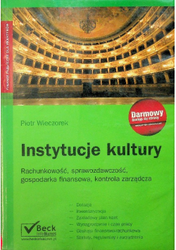 Instytucje kultury Rachunkowość sprawozdawczość gospodarka finansowa kontrola zarządcza