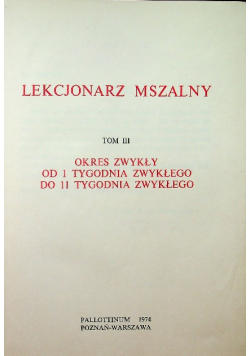 Lekcjonarz mszalny Tom III