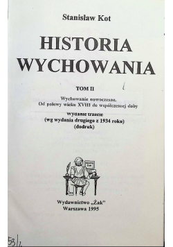 Historia wychowania Tom II