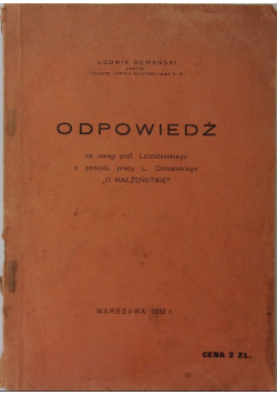 Odpowiedź, 1932 r.