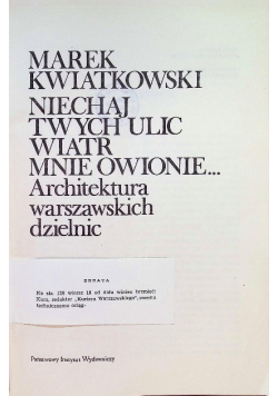 Niechaj Twych ulic wiatr mnie owionie